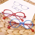 lunettes de vue lafont enfants bébés rouge paillettes et bleu imprimé