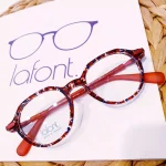 lunettes de vue garçon rouge et bleue tachetée écaille joli détail fabriquée en france