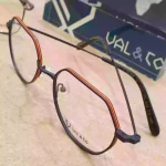 lunettes de vue homme tranche orange coloris bleu métal fine